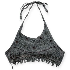 Vintage Cropped Tied Halter Top